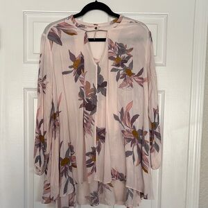 Free People Floral Blouse - Pink and Gray
